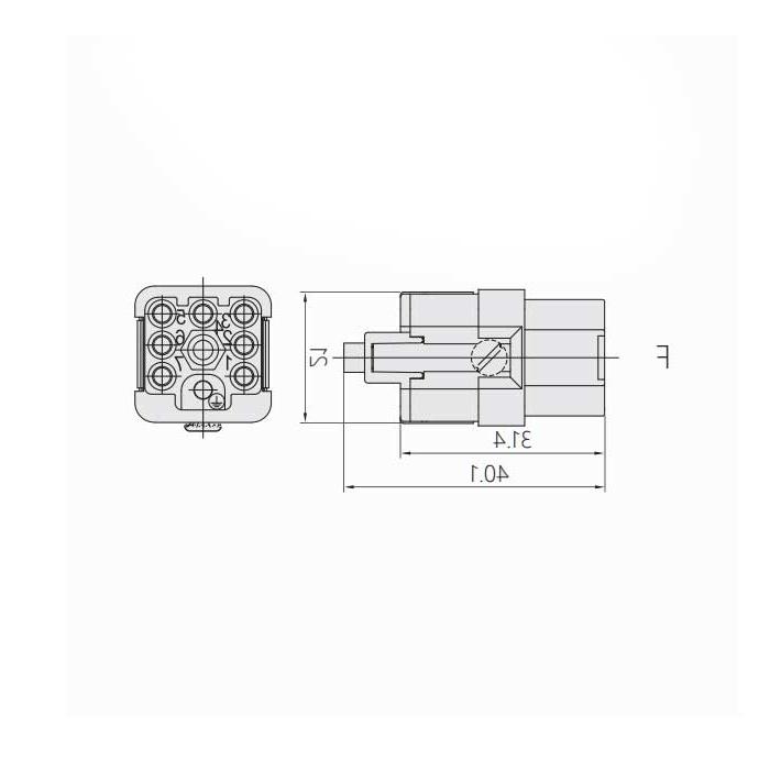 Female core, cold-pressed, suitable for H3A shell, HQ-007-F, 09120073101